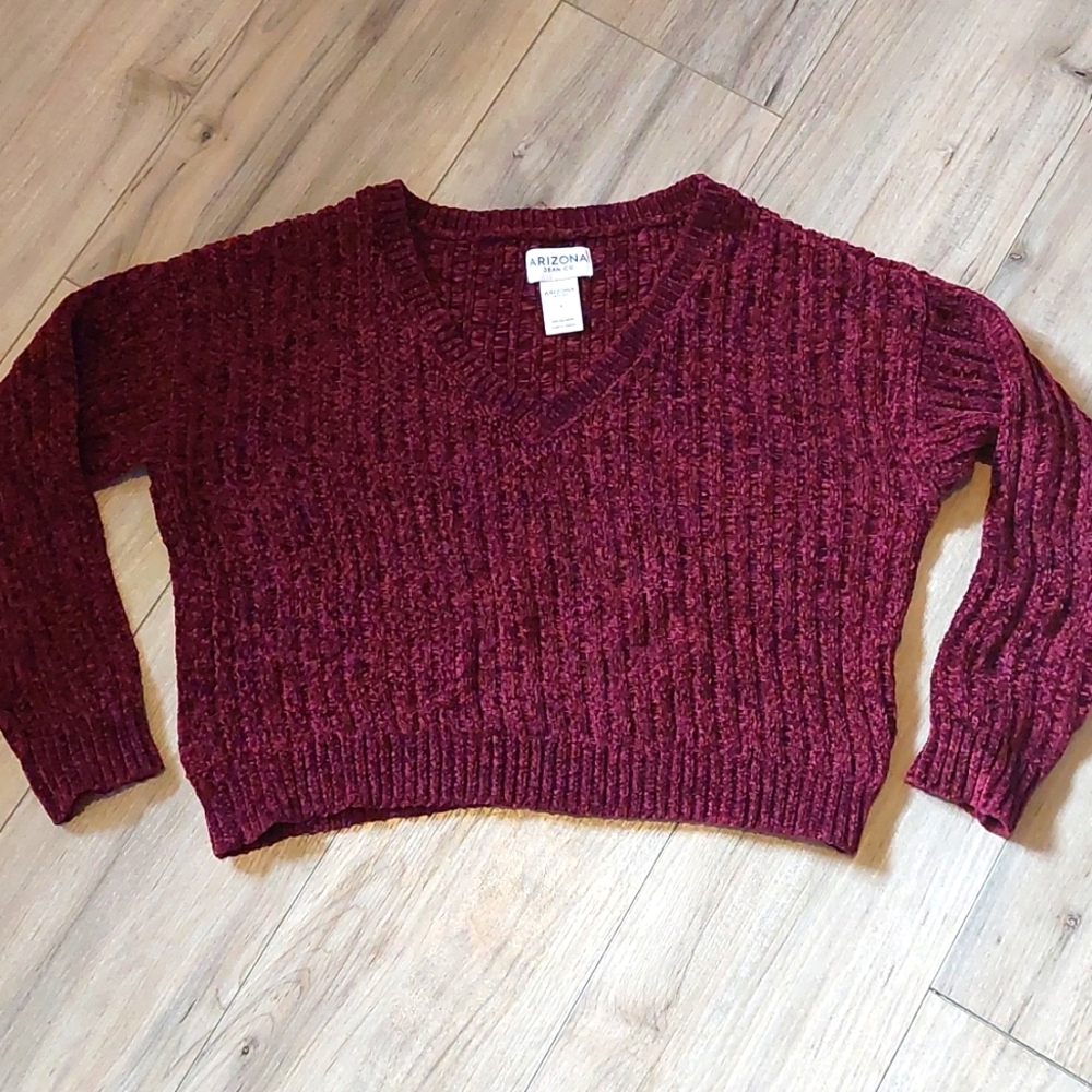 Burgundy Small Arizona Jean Company V neck Crop Sweater